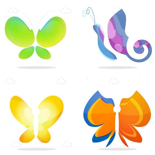 Colorful Abstract Butterflies Set